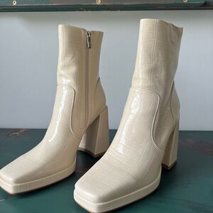 Princess Polly white croc booties